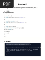 Practical-3: 1.1 Program To Learn Different Types of Inheritance in Java