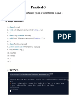 Practical-3: 1.1 Program To Learn Different Types of Inheritance in Java