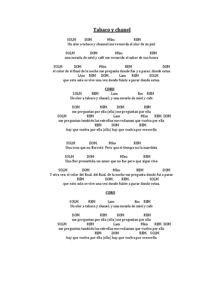Tabaco y Chanel ACORDES PDF