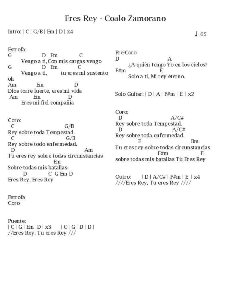 Eres Rey - Coalo Zamorano - Cifrado | PDF