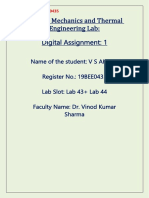 Applied Mechanics and Thermal Engineering Lab: Digital Assignment: 1