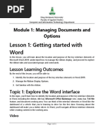 Lesson 1: Getting Started With Word: Module 1: Managing Documents and Options