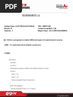 Experiment 1.1: Write A Program To Study Different Types of Constructors in Java