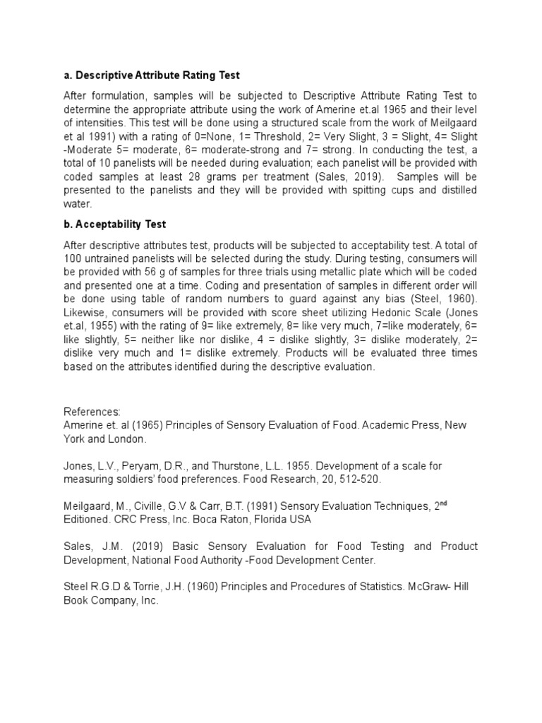 A. Descriptive Attribute Rating Test | PDF | Perception | Taste
