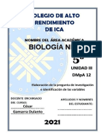 BIOLOGÍA - QUINTO - UNIDAD 3 - DMpA 12 - CESAR GAMARRA DULANTO