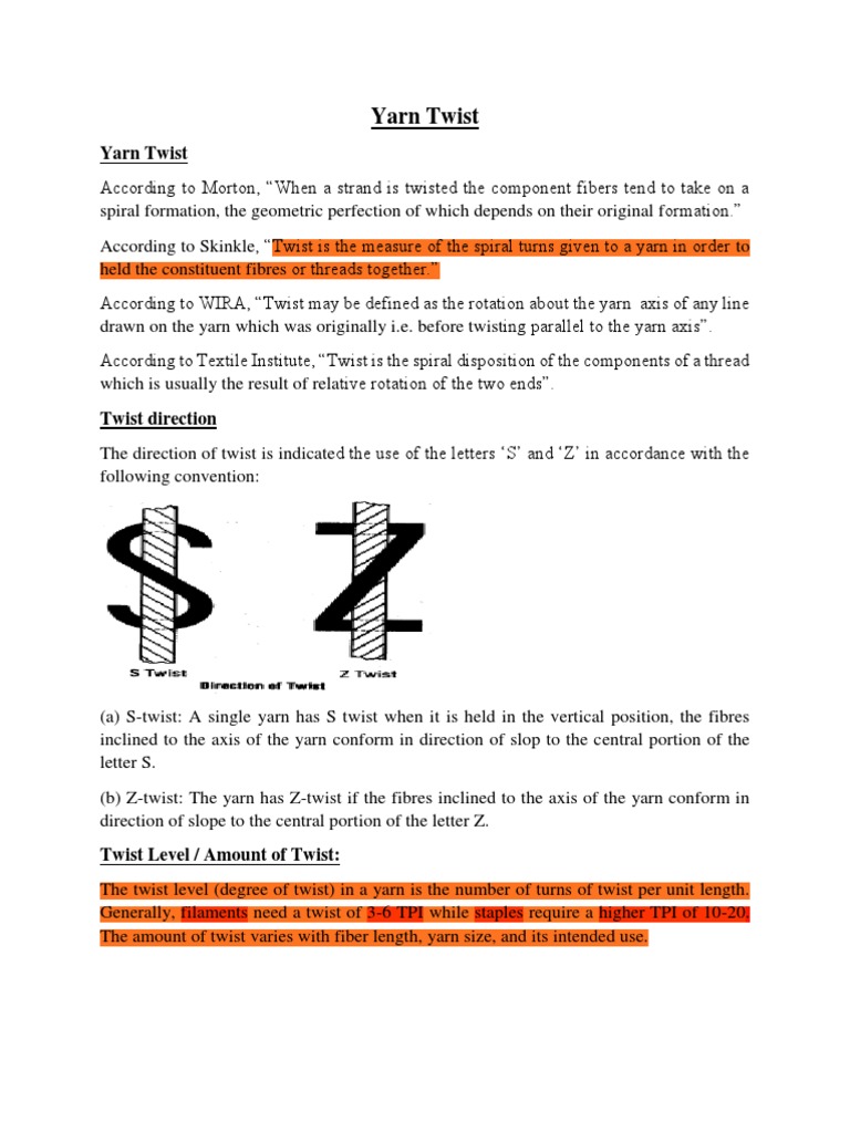 An InDepth Examination of Yarn Twist Properties, Measurement, and Impact on Fabric Quality