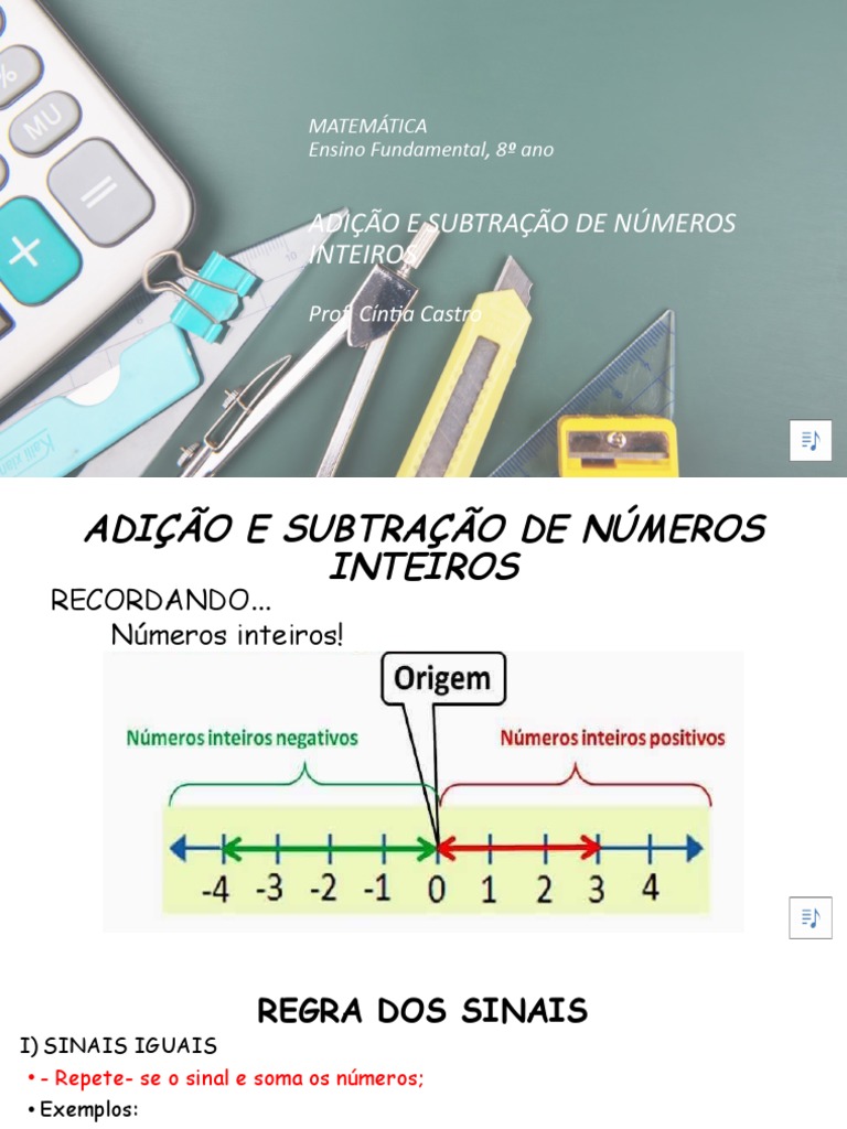 Adição e Subtração de Números Inteiros | PDF