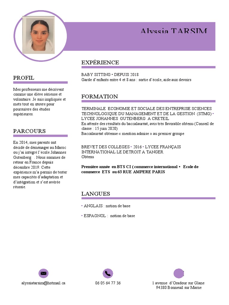 Alyssia Tarsim CV + LT 2021 | PDF