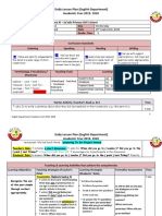 Daily Lesson Plan (English Department) Academic Year 2019-2020