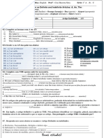 Atividade 1° ANO Artigos Definidos e Indefinidos