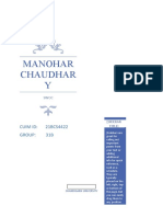 Manohar Chaudhar Y: Cuim Id: 21Bcs4422 Group: 31B