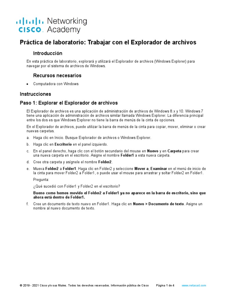 Práctica: Uso del Explorador de Archivos | PDF | Archivo de computadora ...