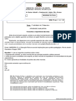 Atividade Avaliativa 8 Ano