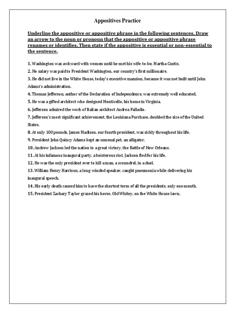 Identifying Appositives in Sentences | PDF