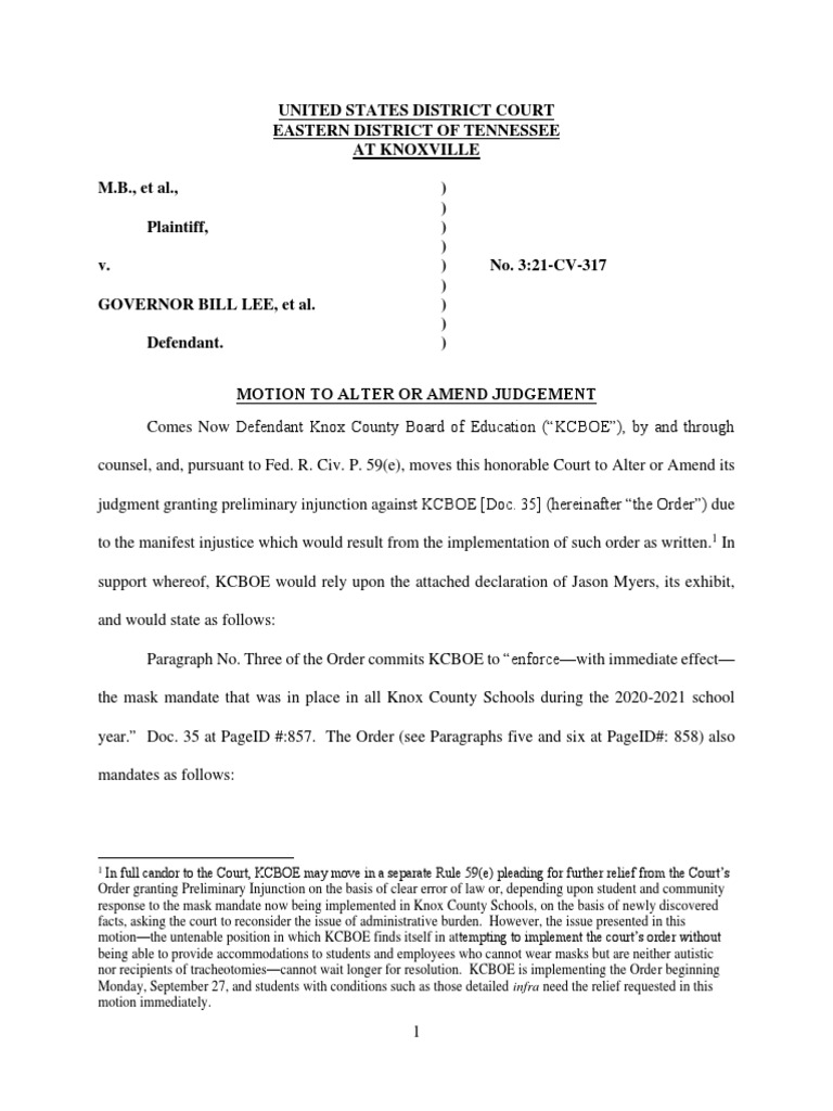 Motion To Alter or Amend Judgement PDF Individualized Education Program Section 504 Of The