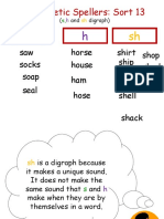 Alphabetic Spellers: Sort 13: Horse Saw Soap Socks Shirt Ship Ham House Sheep Seal Hose Shark Shell Shop Shed