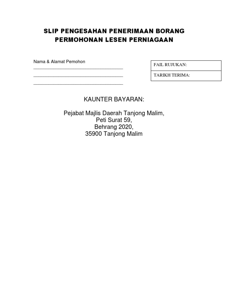 Borang Mohon Lesen Perniagaan Pdf