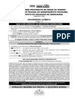 Concurso para Provimento de Vagas Do Quadro Permanente de Pessoal Do Departamento Municipal Água E Esgoto Do Municipio de Uberlândia