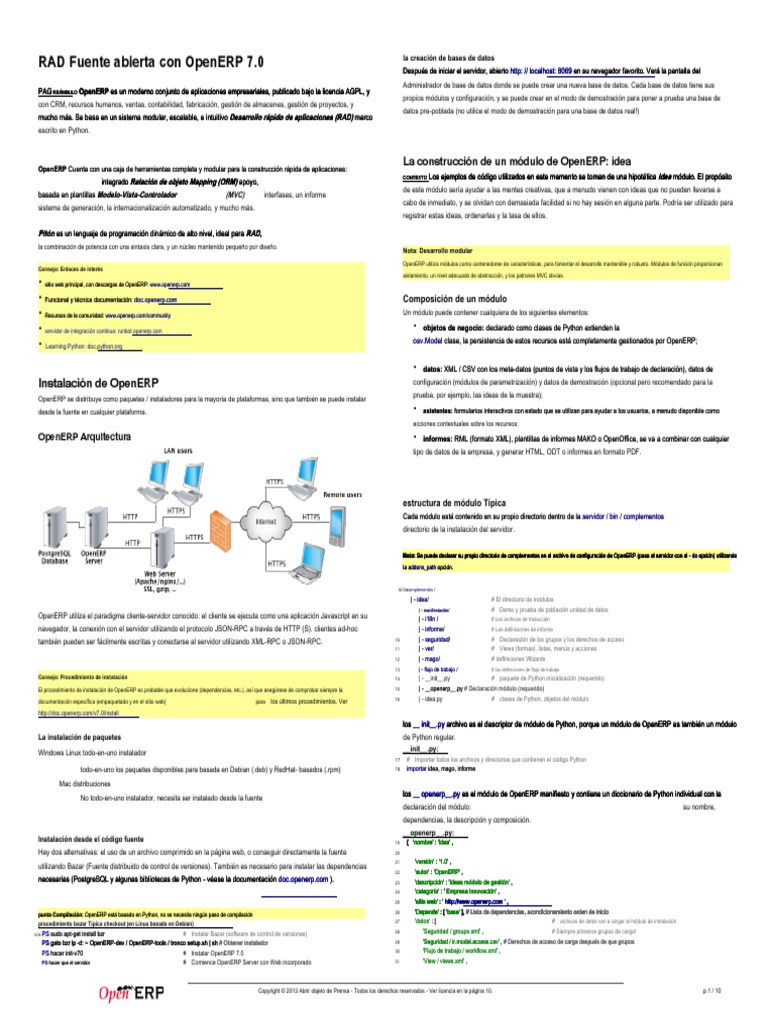 OpenERP Technical Memento V0.7.3.en - Es | PDF | Python (lenguaje de ...