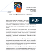 Artículo "Tecnologías de La Información y La Comunicación" 01092021