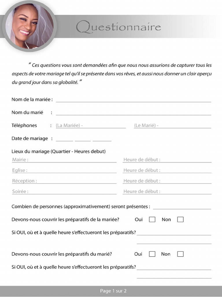 Questionnaire Pré-Mariage | PDF