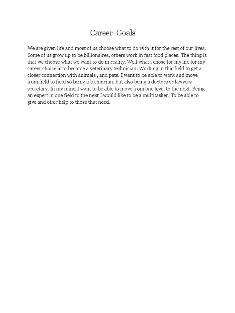 Career Goals | PDF | Career & Growth | Self-Improvement
