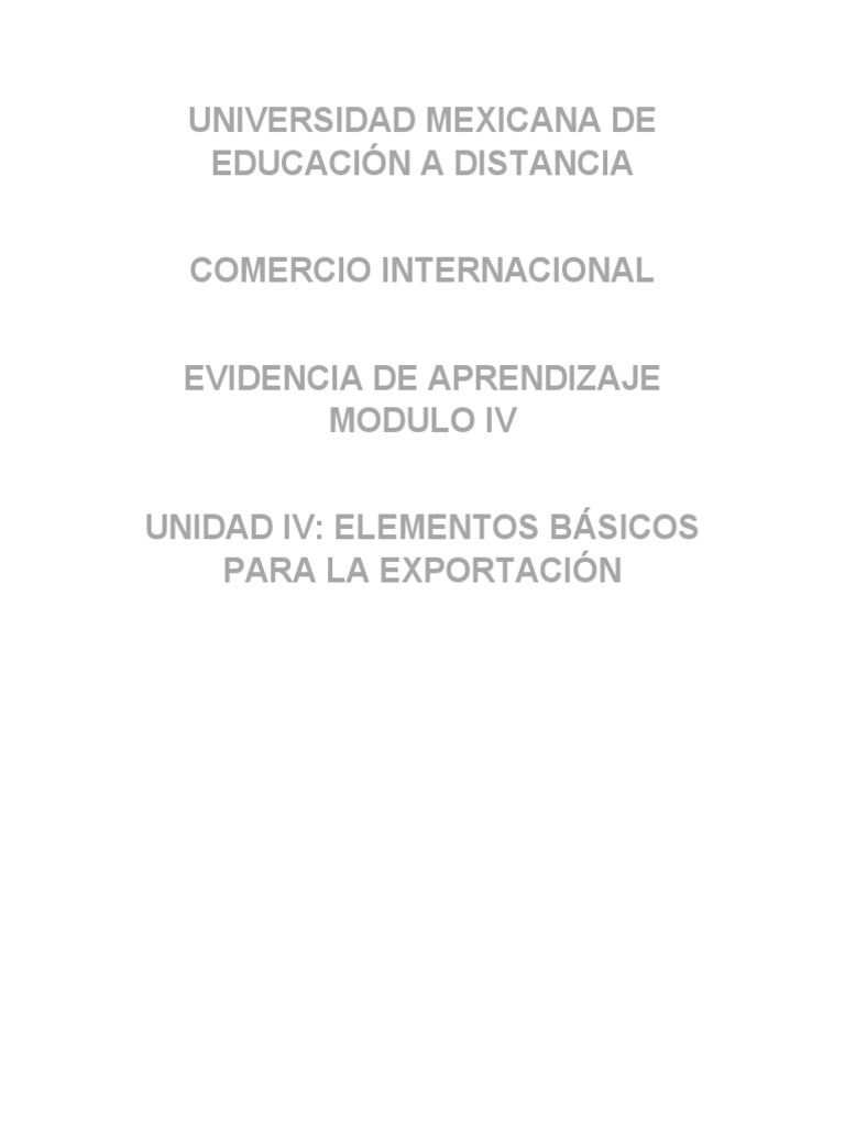 Evidencia Aprendizaje Modulo Iv Comercio Internacional | PDF | El ...