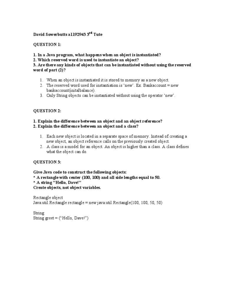 Tute 3 21 03 09 Integer Computer Science Java Programming Language