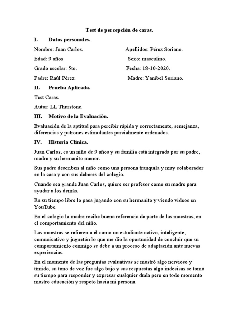 Test caras pdf percepci n cognici n