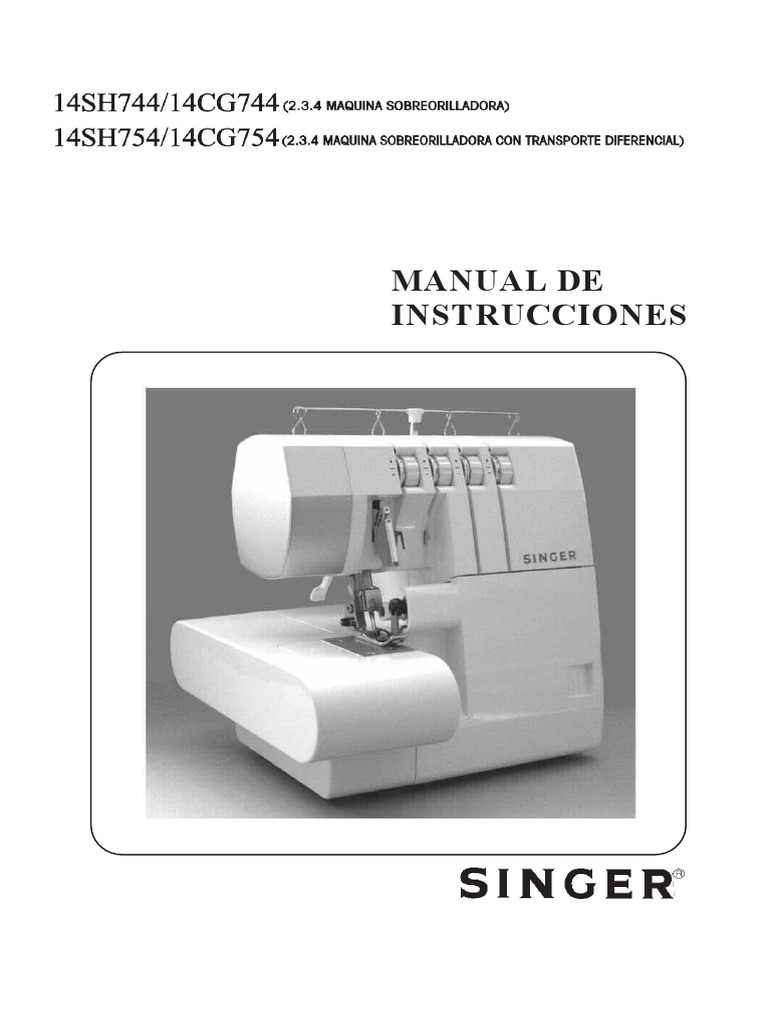 Manual Singer Overlock 14SH 754 Español PDF Color Visión