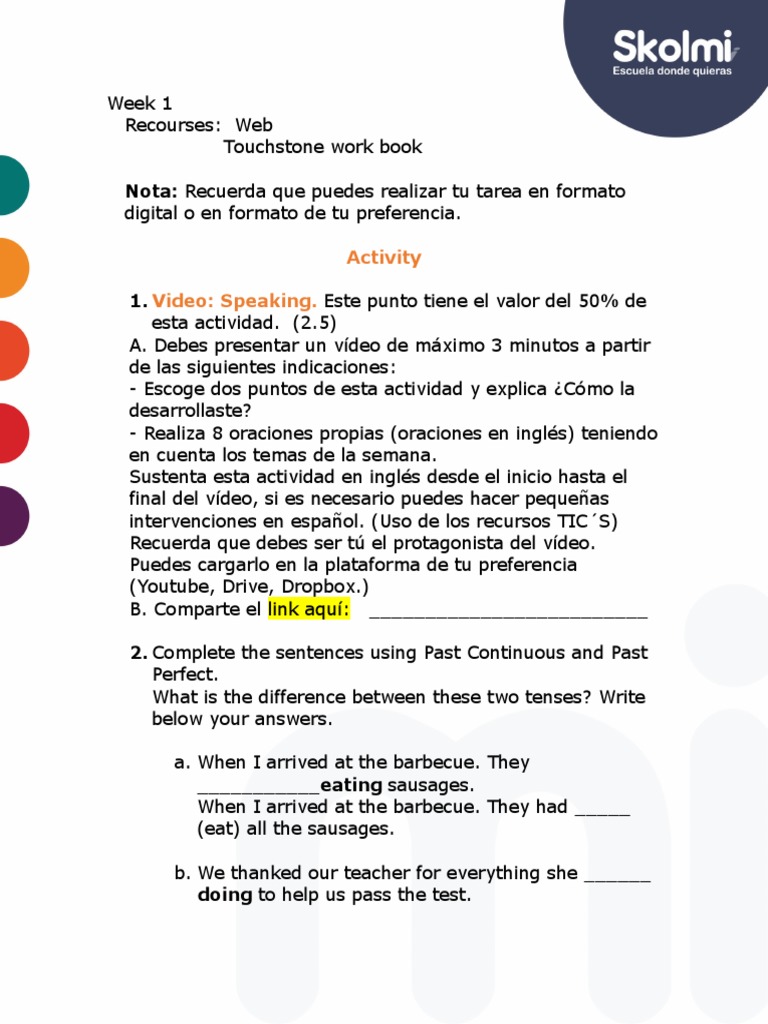 Actividad 1 Semana 1 Ingles 11° | PDF | Summer Sports | Sports
