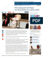(TEXTO COMPLETO) Catequesis Del Papa Francisco Sobre Los Divorciados en Nueva Unión