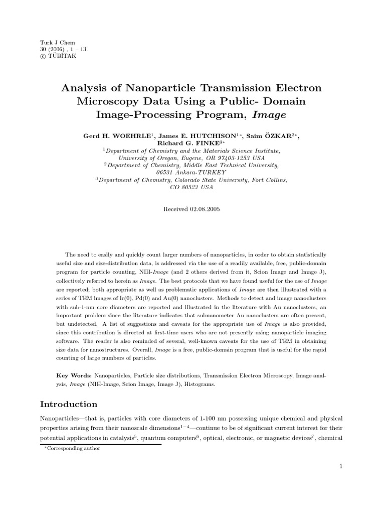 Analysis of Nanoparticle Transmission Electron Microscopy Data Using A ...