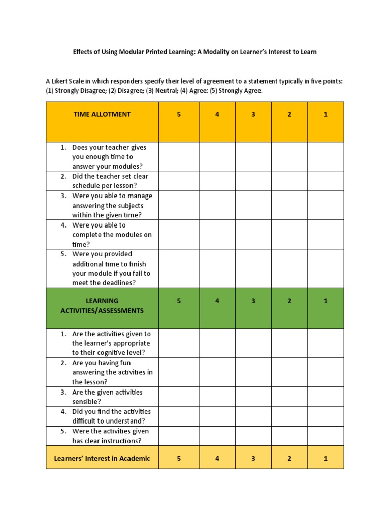 Time Allotment 5 4 3 2 1: Effects of Using Modular Printed Learning: A ...