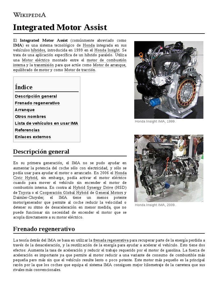 Integrated Motor Assist PDF Ingeniería de Transporte Tecnologías automotrices
