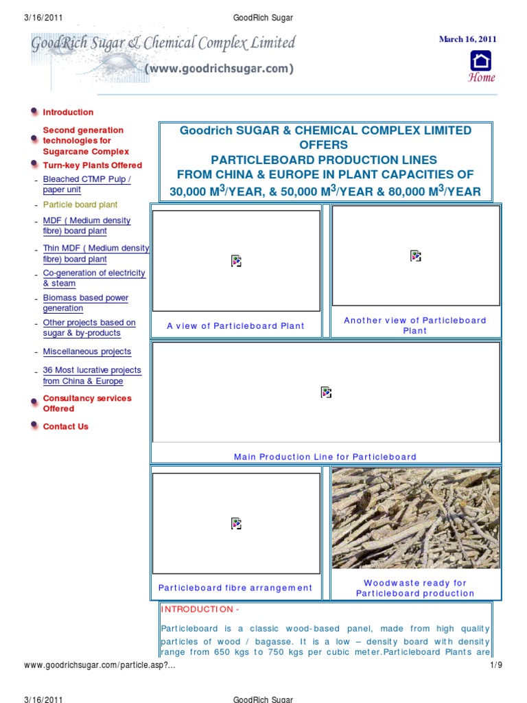 Particalboard Details GoodRich Sugar PDF Sugarcane Wood