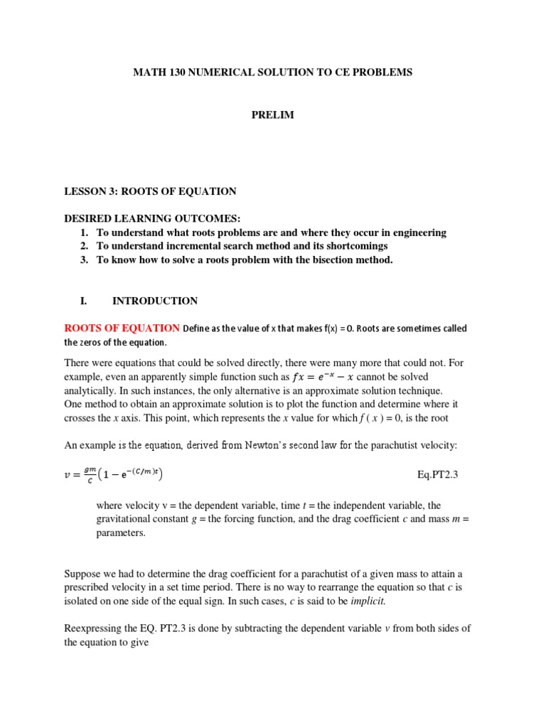 Roots of Equation PDF | PDF | Equations | Polynomial