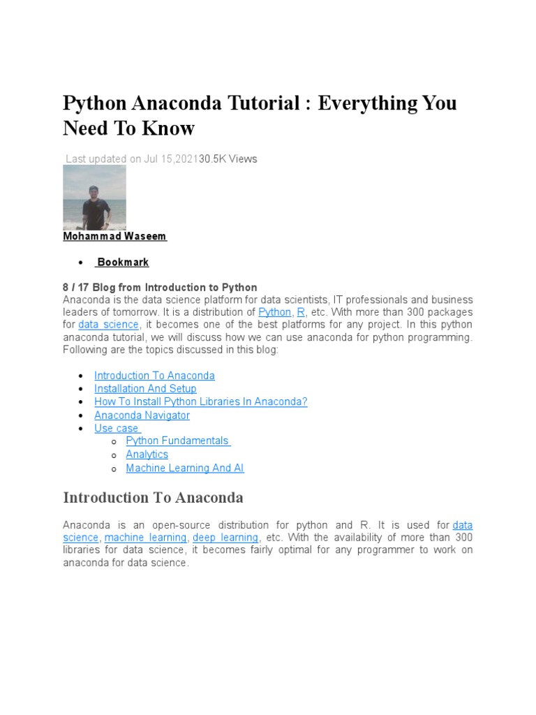 Python Anaconda Tutorial: Everything You Need To Know | PDF | Python