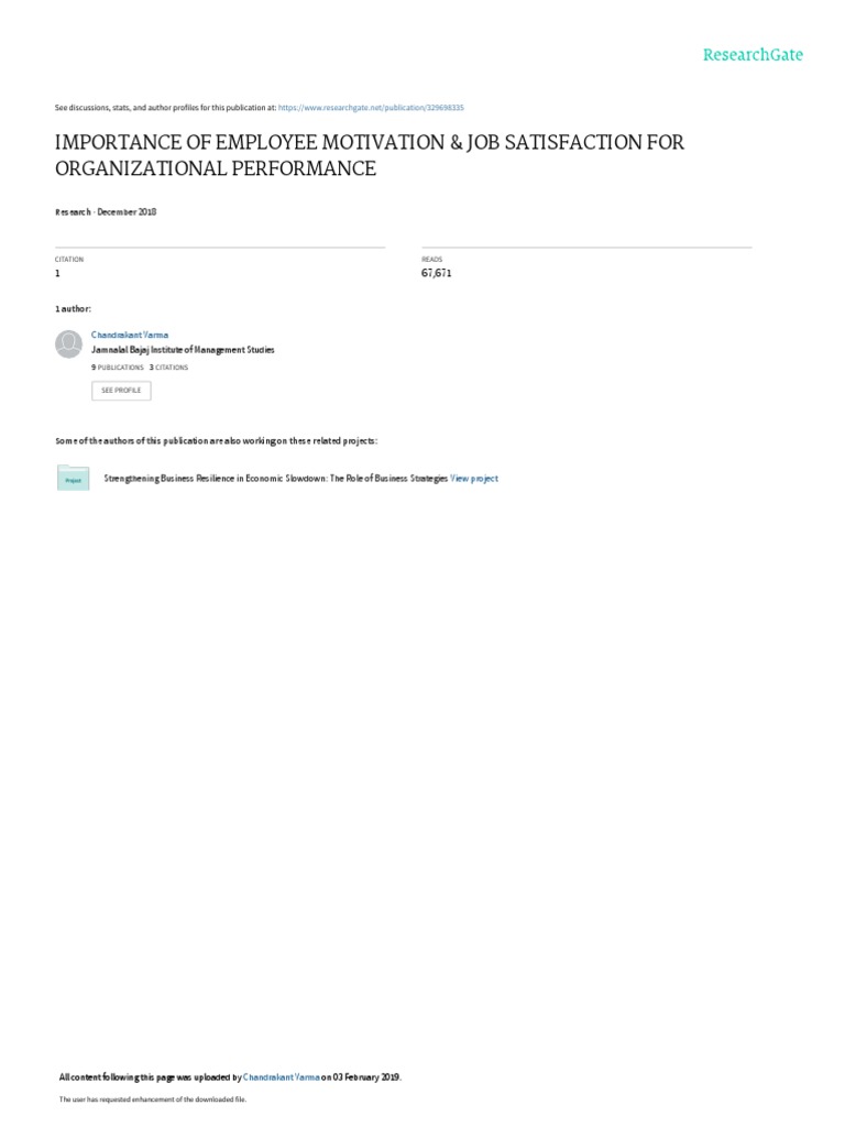 Employee Motivation & Job Satisfaction Impact | PDF | Motivational ...