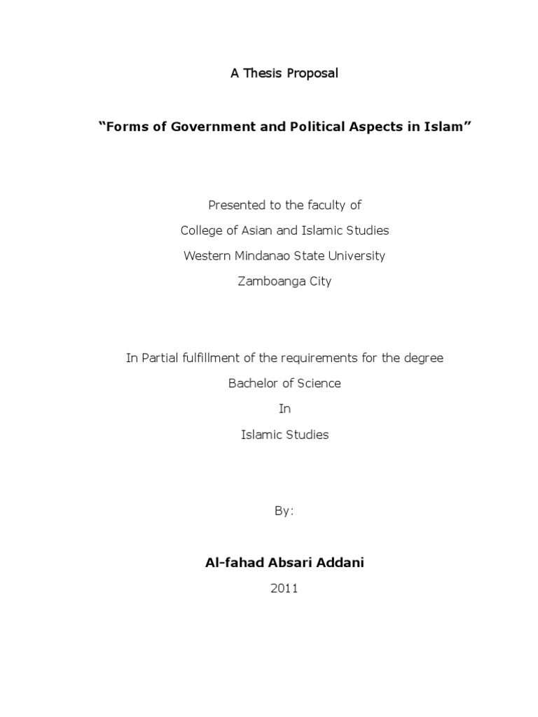 Islamic Government Forms Thesis Proposal | PDF