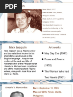 Nick Joaquin: Born: May 4, 1917 Place of Birth: Paco, Manila