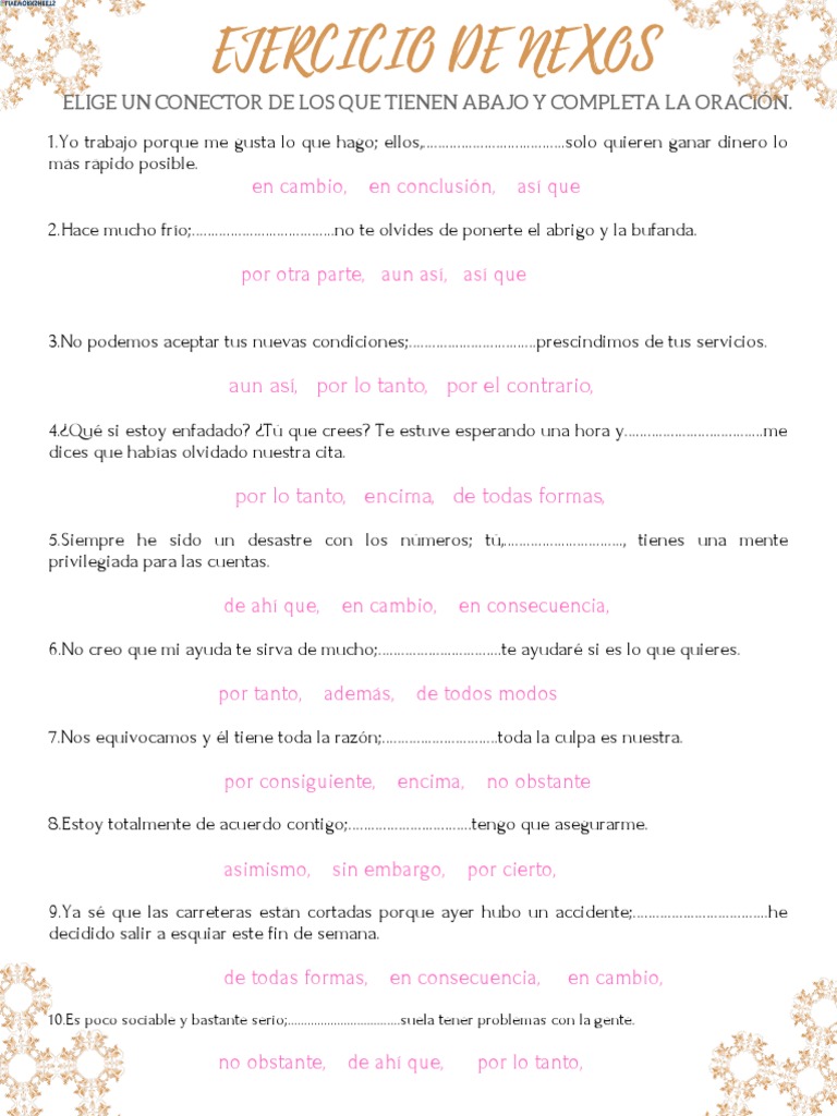 Ejercicios de Nexos PDF