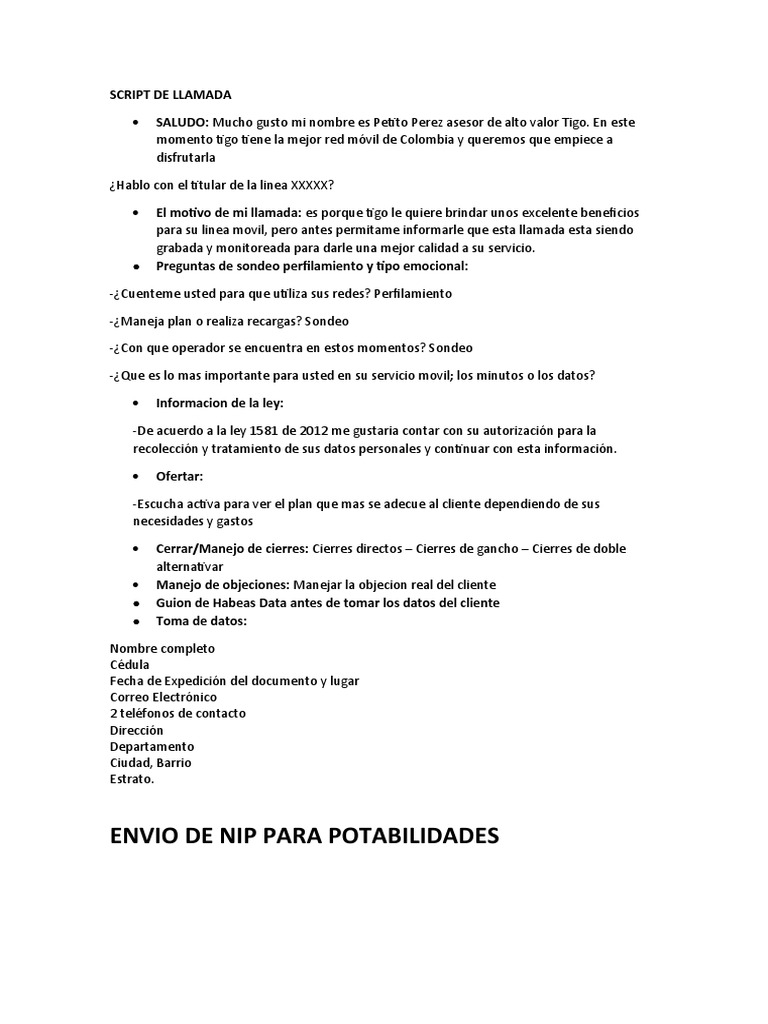 Script de Llamada | PDF