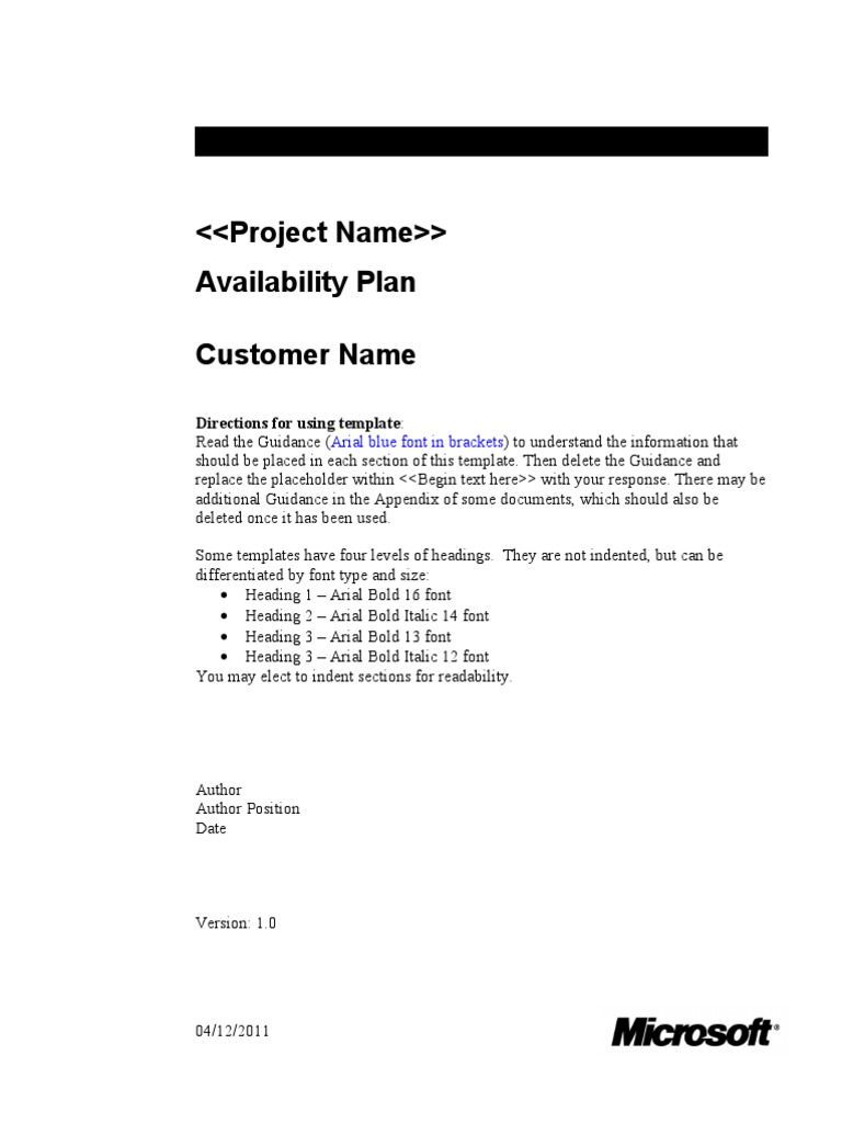 A Comprehensive Availability Plan | PDF | Computer Hardware | Component ...