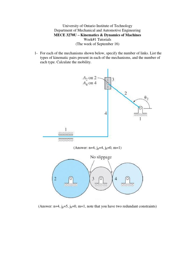 MECE 3270U - Kinematics & Dynamics of Machines | PDF | Teaching Methods ...