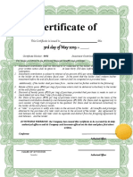 Certificate of Investment