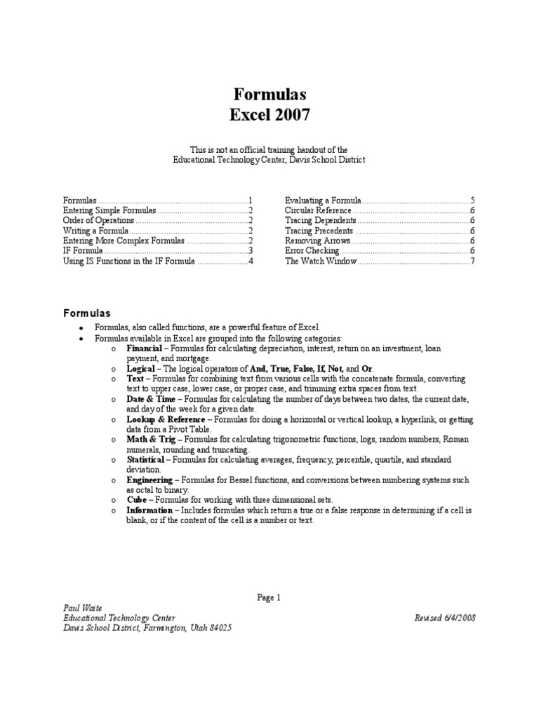 XL Formula | PDF | Areas Of Computer Science | Microsoft Excel