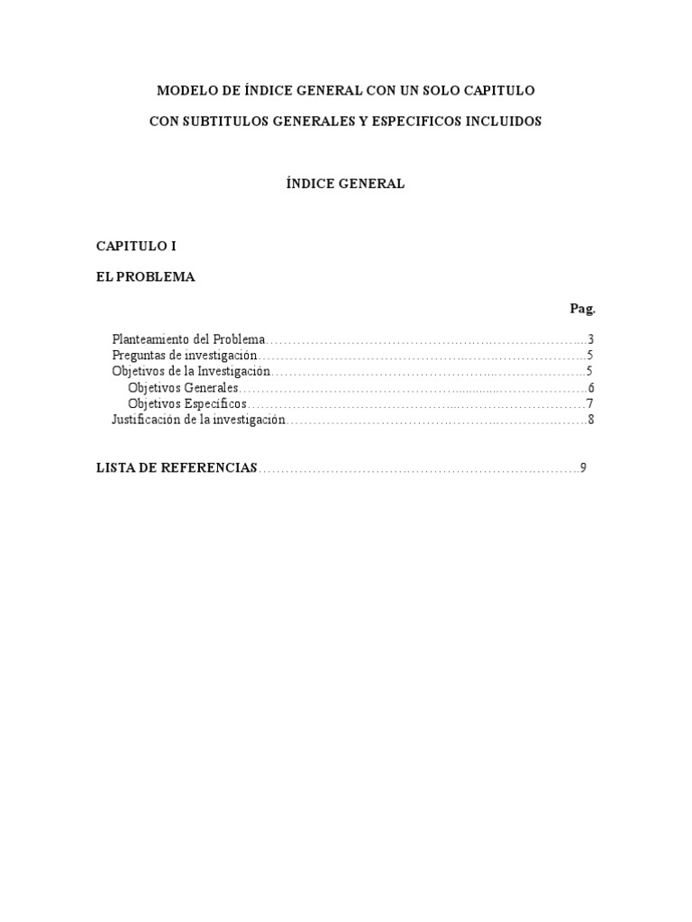 Modelos de Índice General Simplificados | PDF