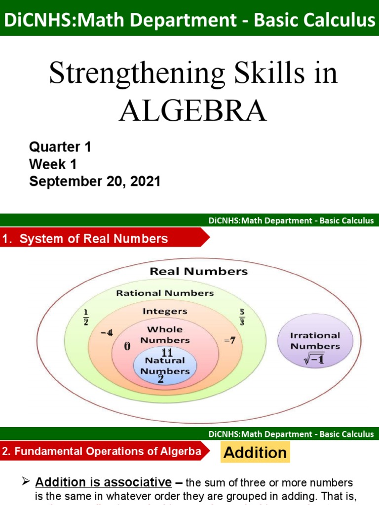 DiCNHS Basic Calculus: Algebra Skills | PDF | Exponentiation ...