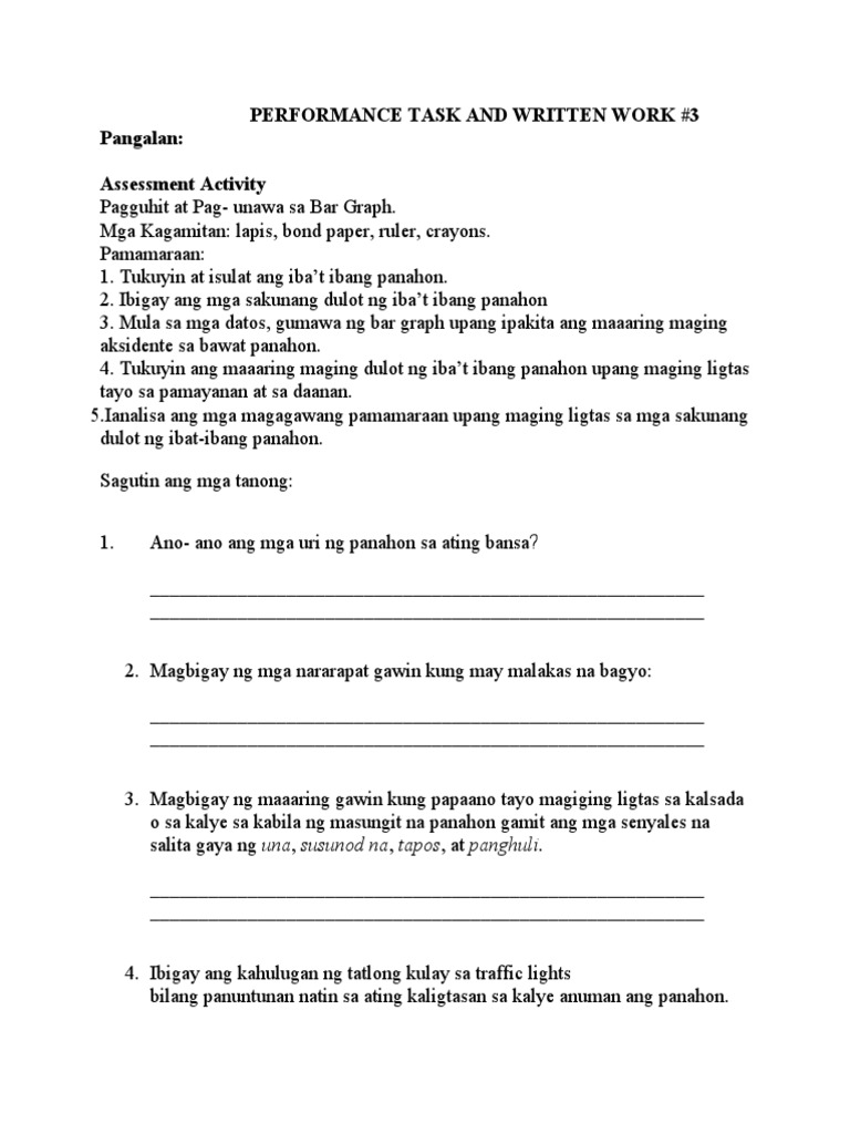 Performance Task and Written Work#3 | PDF